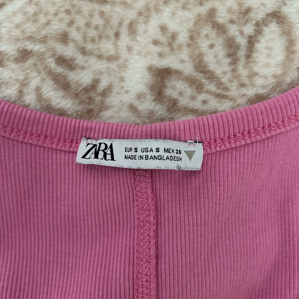 Pink ribbed Zara tank top - Picture 2 of 2
